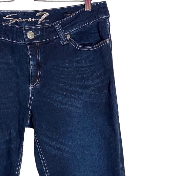 Seven7 Slim Straight Mid Rise Jeans Embellished Pockets Hemmed Short Leg 32 - Picture 7 of 15